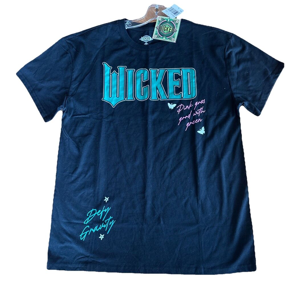 WICKED T-Shirt-Pink Goes Good With Green/Defy Gravity Universal Studios NWT